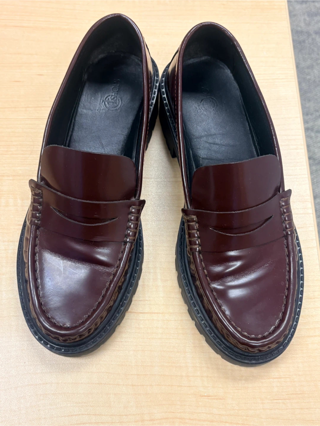 Solovair Burgundy Leather Penny Loafers Size 39