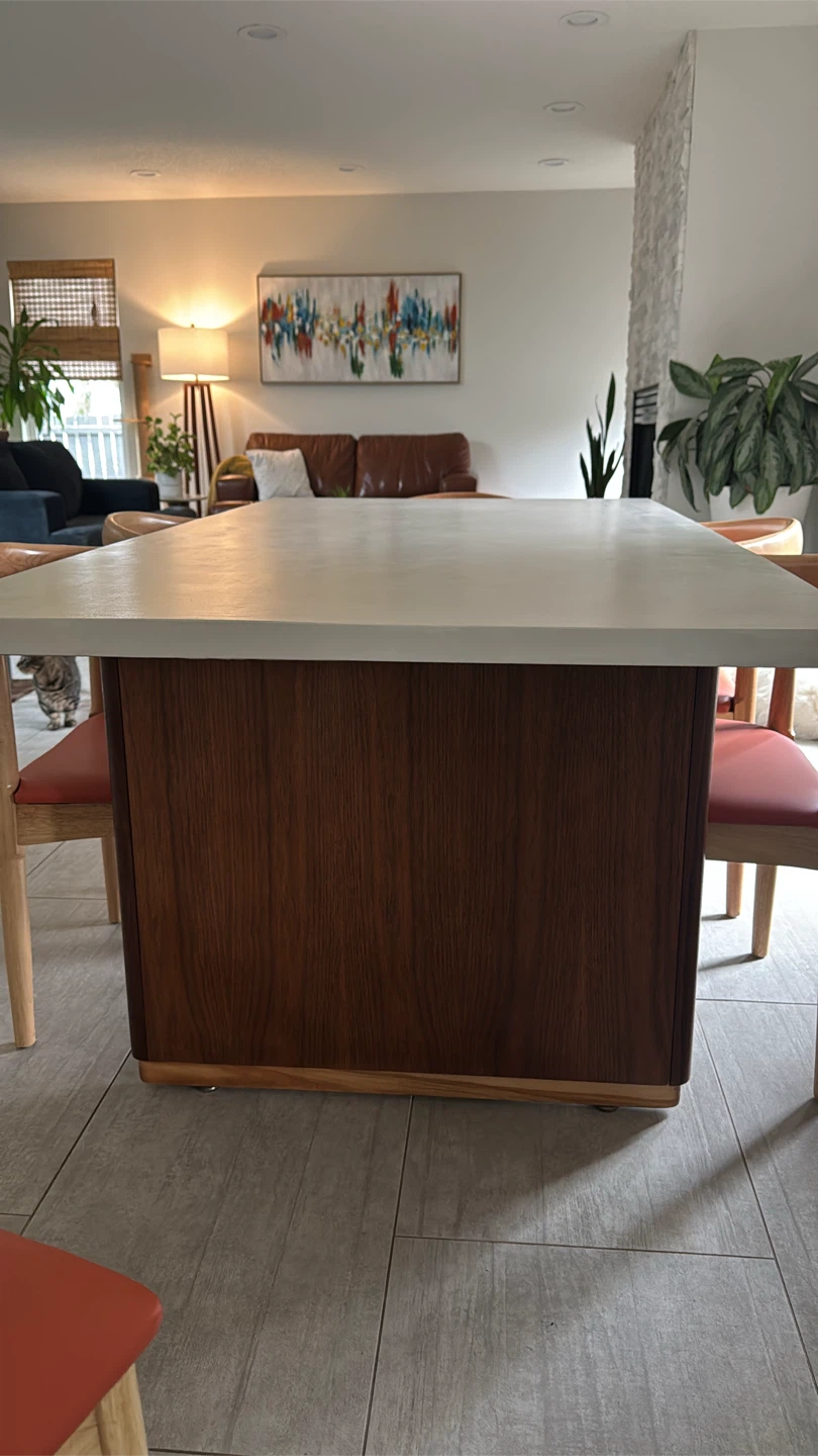 Rectangular concrete top Dining Table with Wood Base - photo 2