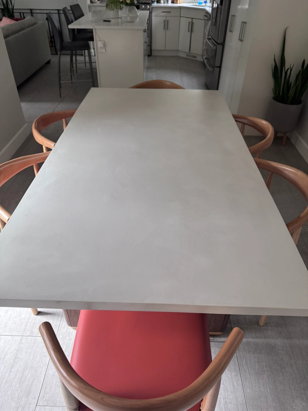 Rectangular concrete top Dining Table with Wood Base - photo 3