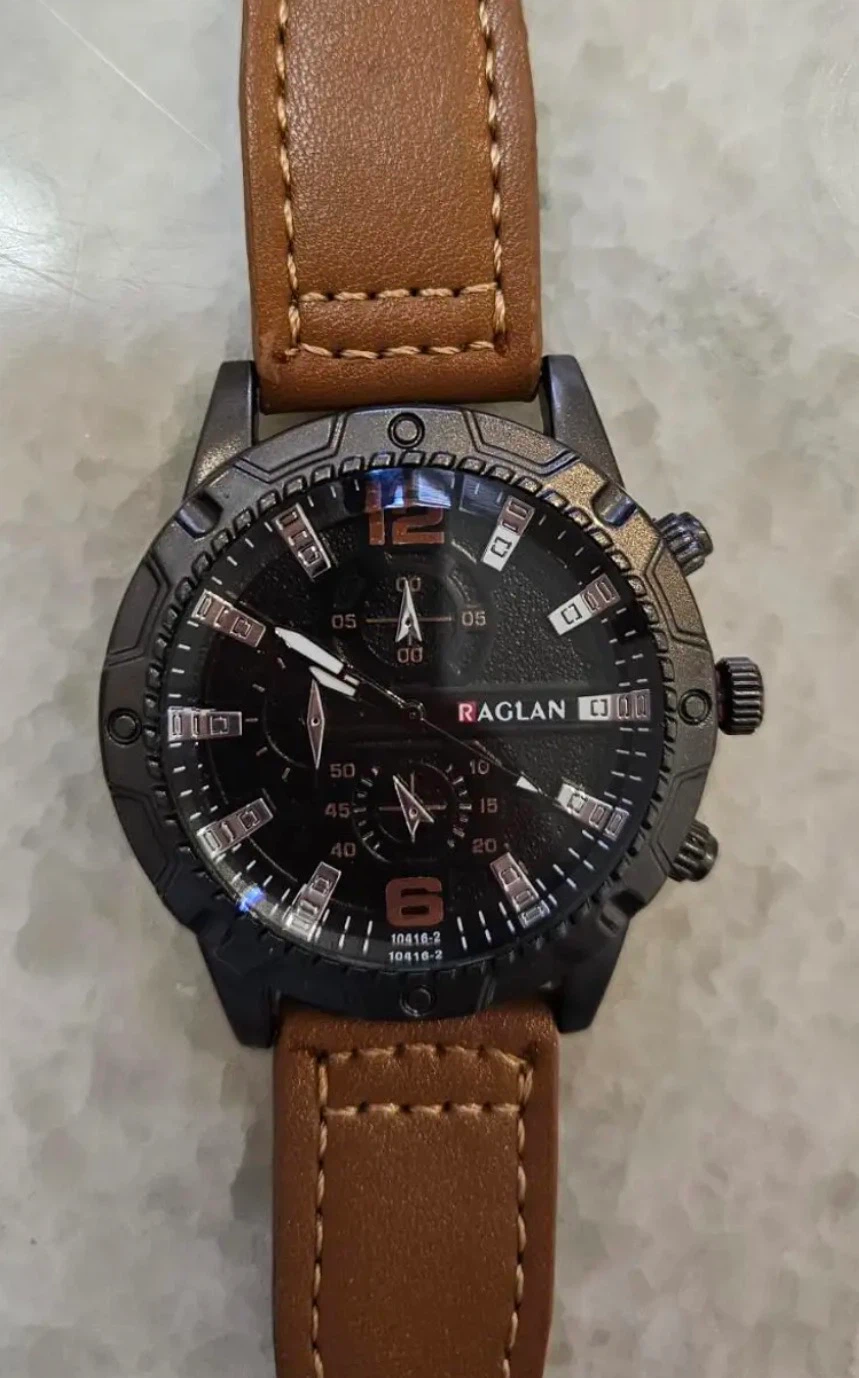 Raglan Men's Watch with Brown Leather Strap