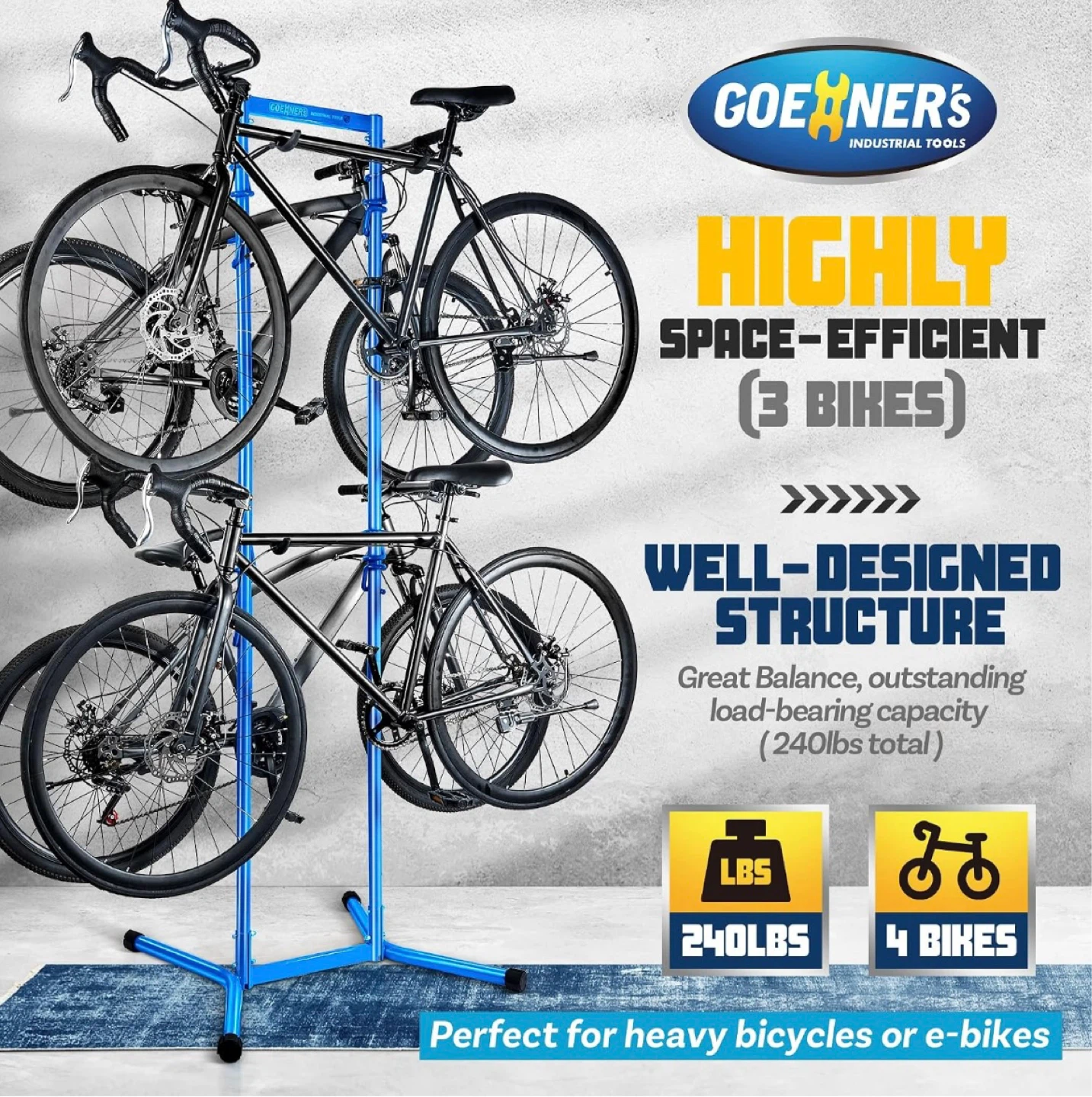 GOEHNER's 4 Bike Storage Rack Garage 4 Bicycle adjustable - photo 2