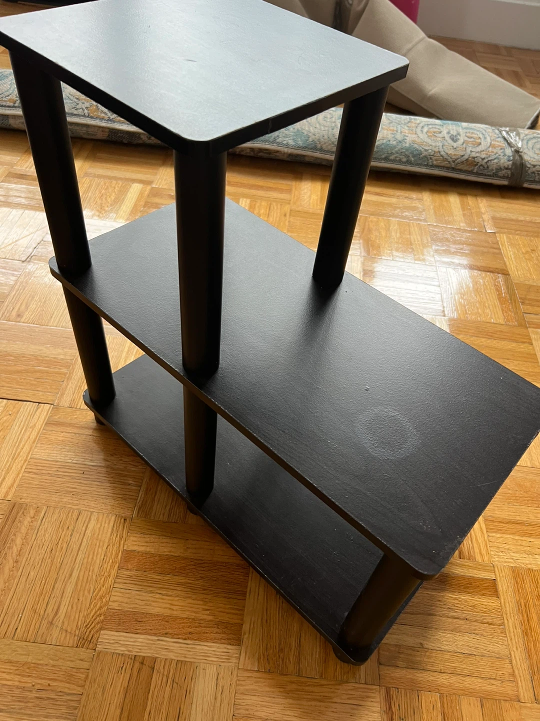3 Tier Black Wooden Shelf