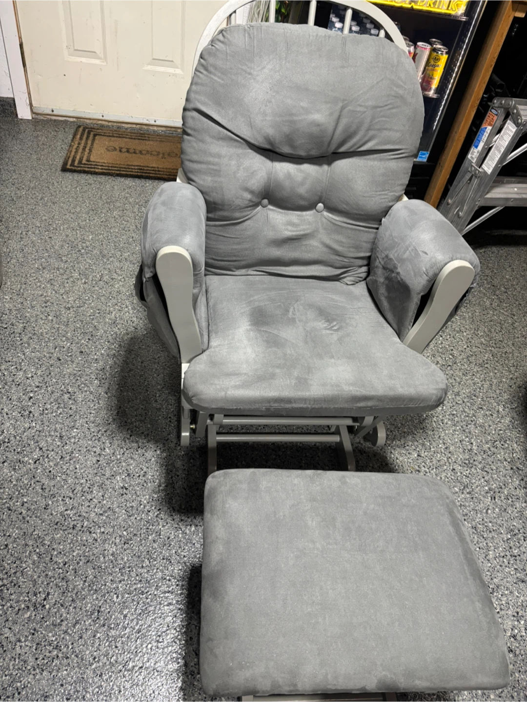 Grey Glider Chair and Ottoman