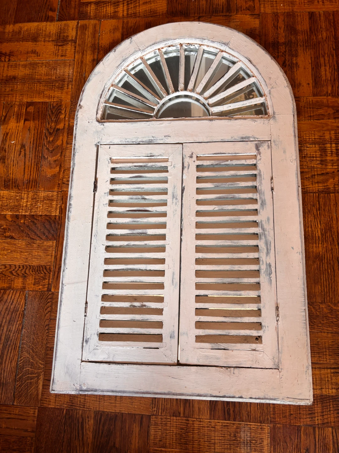 Decorative Window Pane Mirror with Shutters