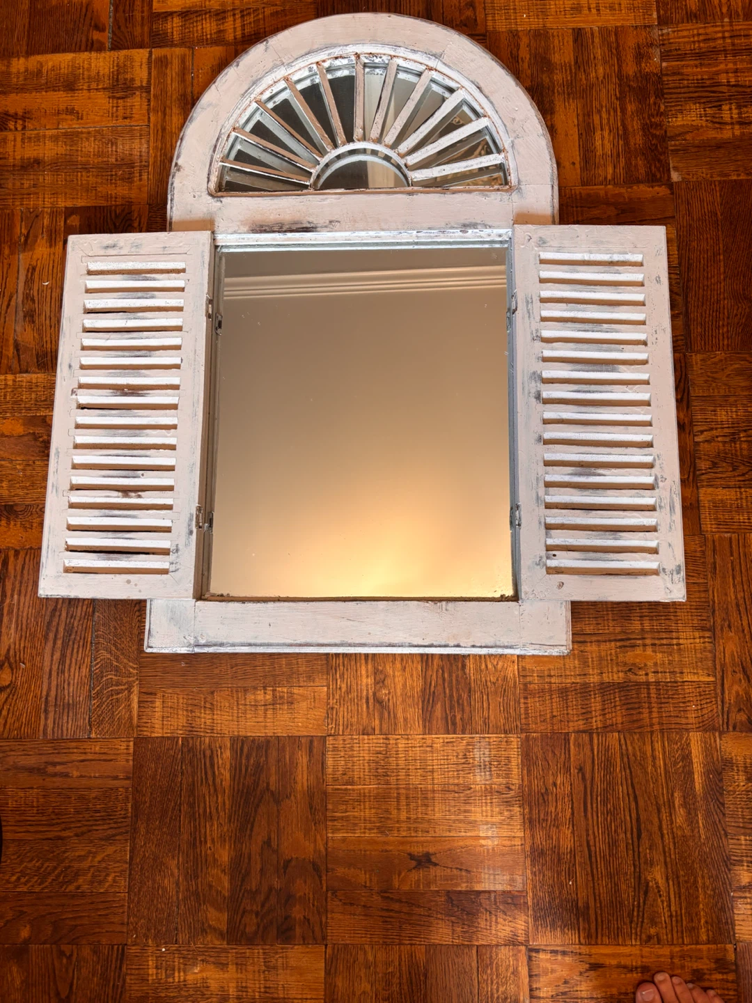 Decorative Window Pane Mirror with Shutters - photo 2