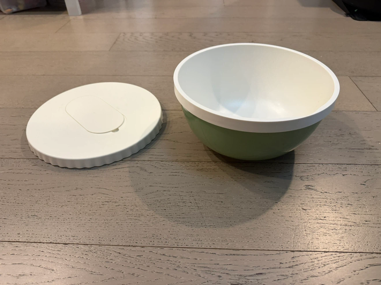 IKEA green mixing bowl with lid