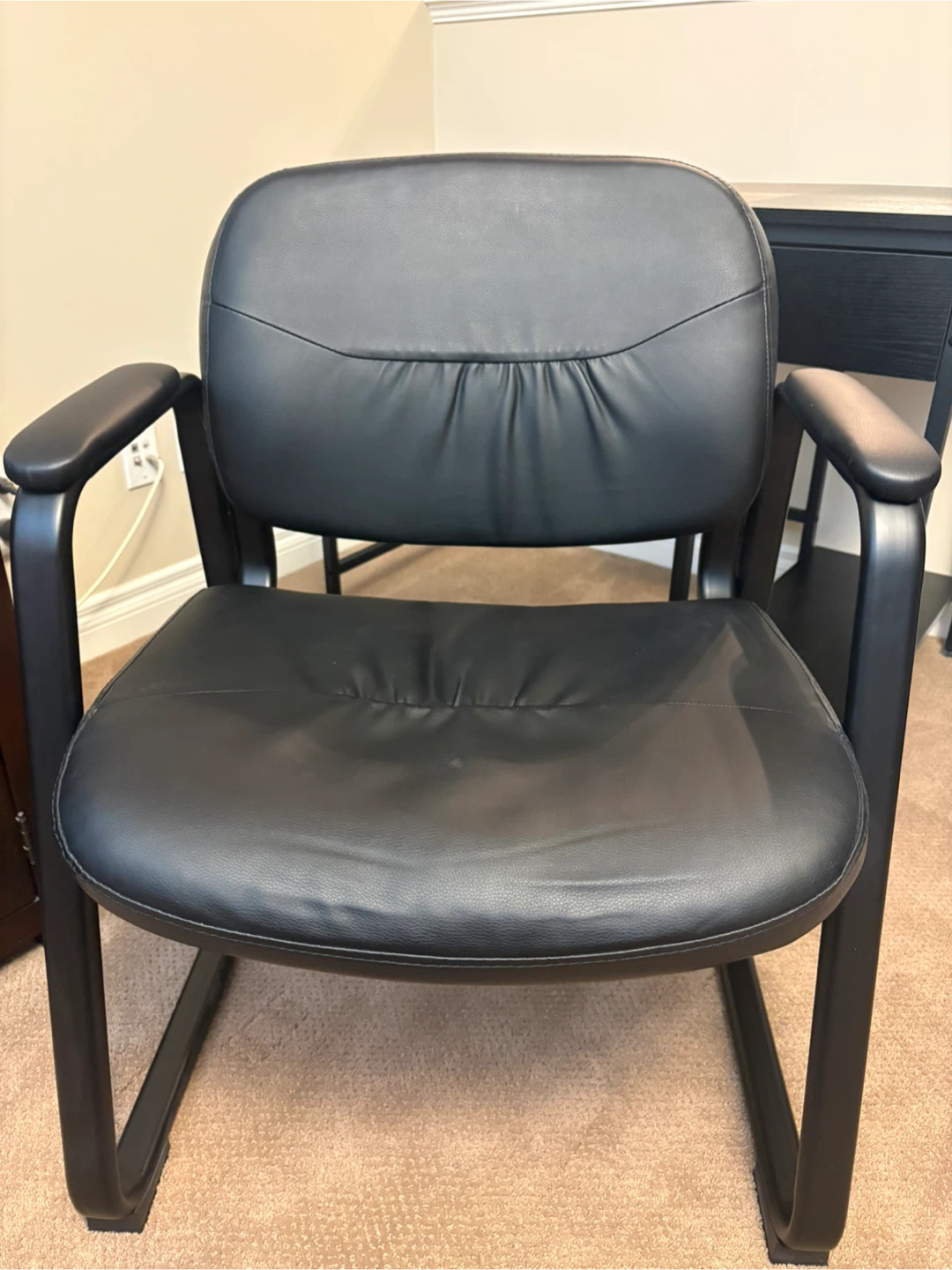 Metal and faux leather desk chair
