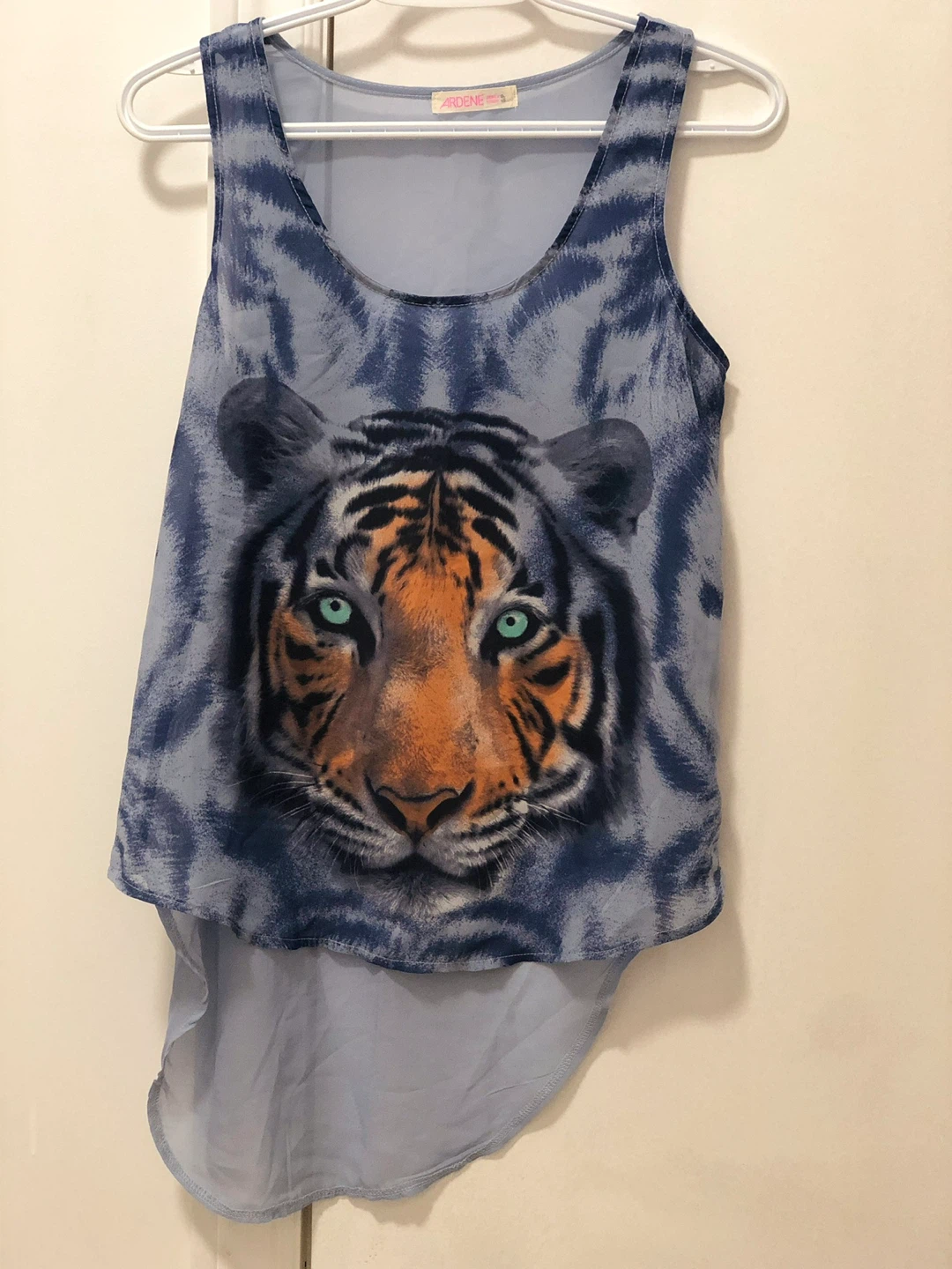 Preowned Ardene Tiger Print Sheer Top Small Sleeveless Women