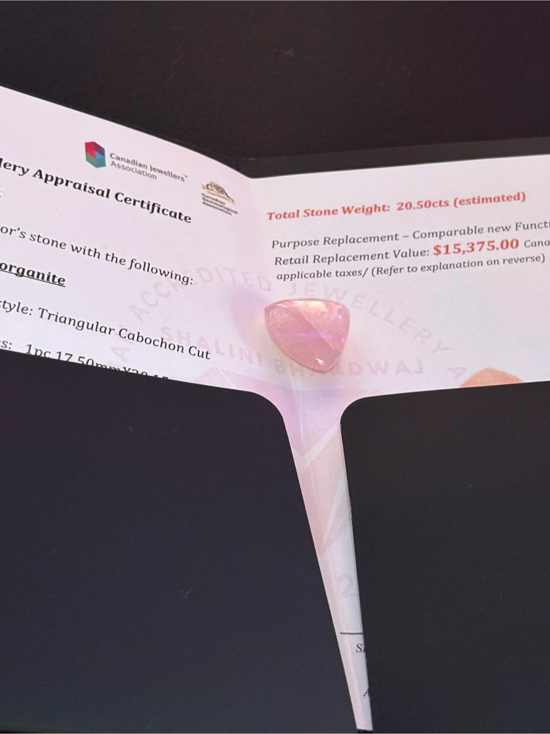 Pink Morganite Triangular Cabochon 20.50cts - photo 3