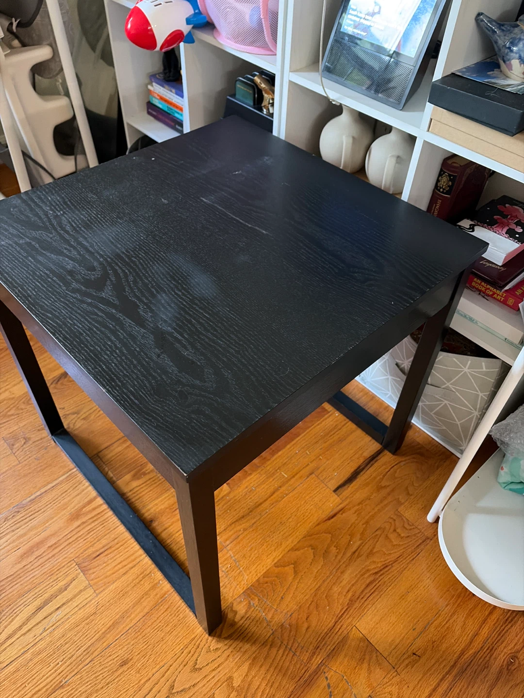 Black square side table