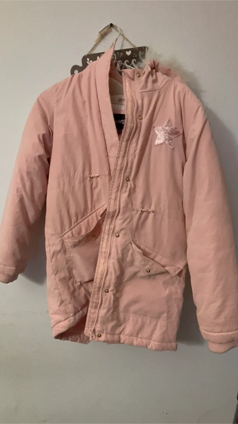 George pink girls parka with sequin star