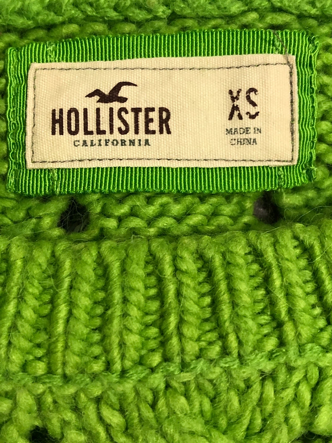 Preowned Hollister bright green cable knit crop sweater XS - photo 3