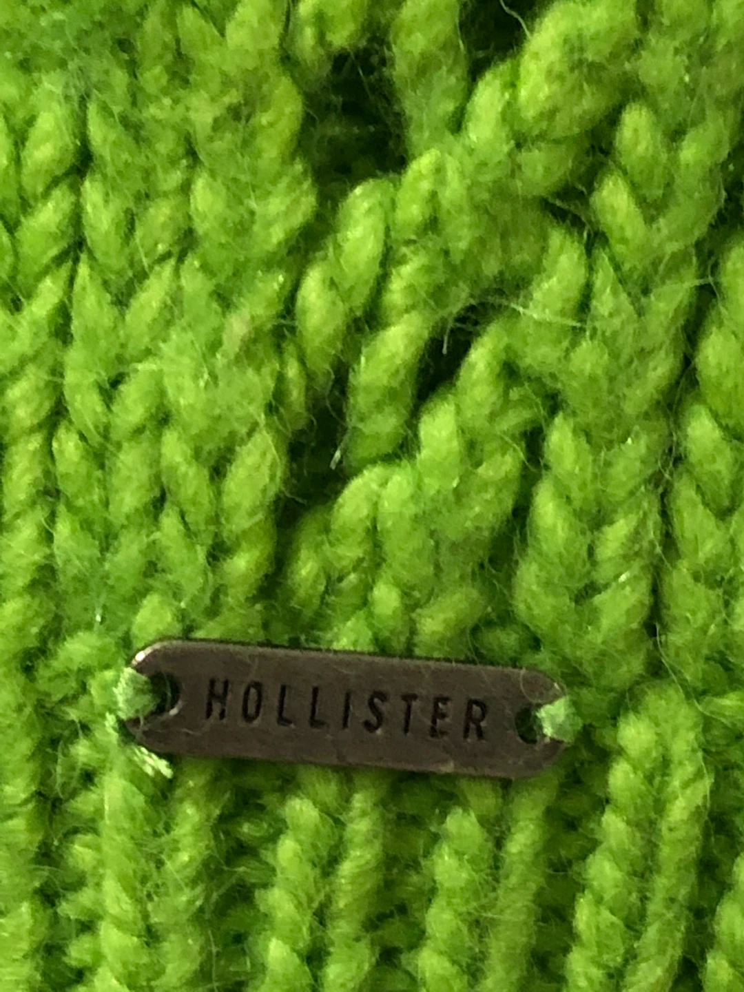 Preowned Hollister bright green cable knit crop sweater XS - photo 5