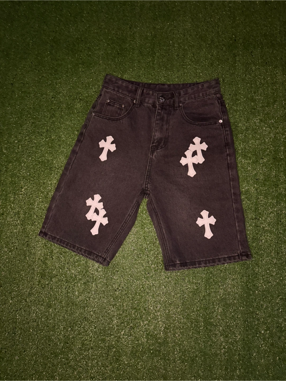Chrome Hearts Cross Patch Denim Shorts