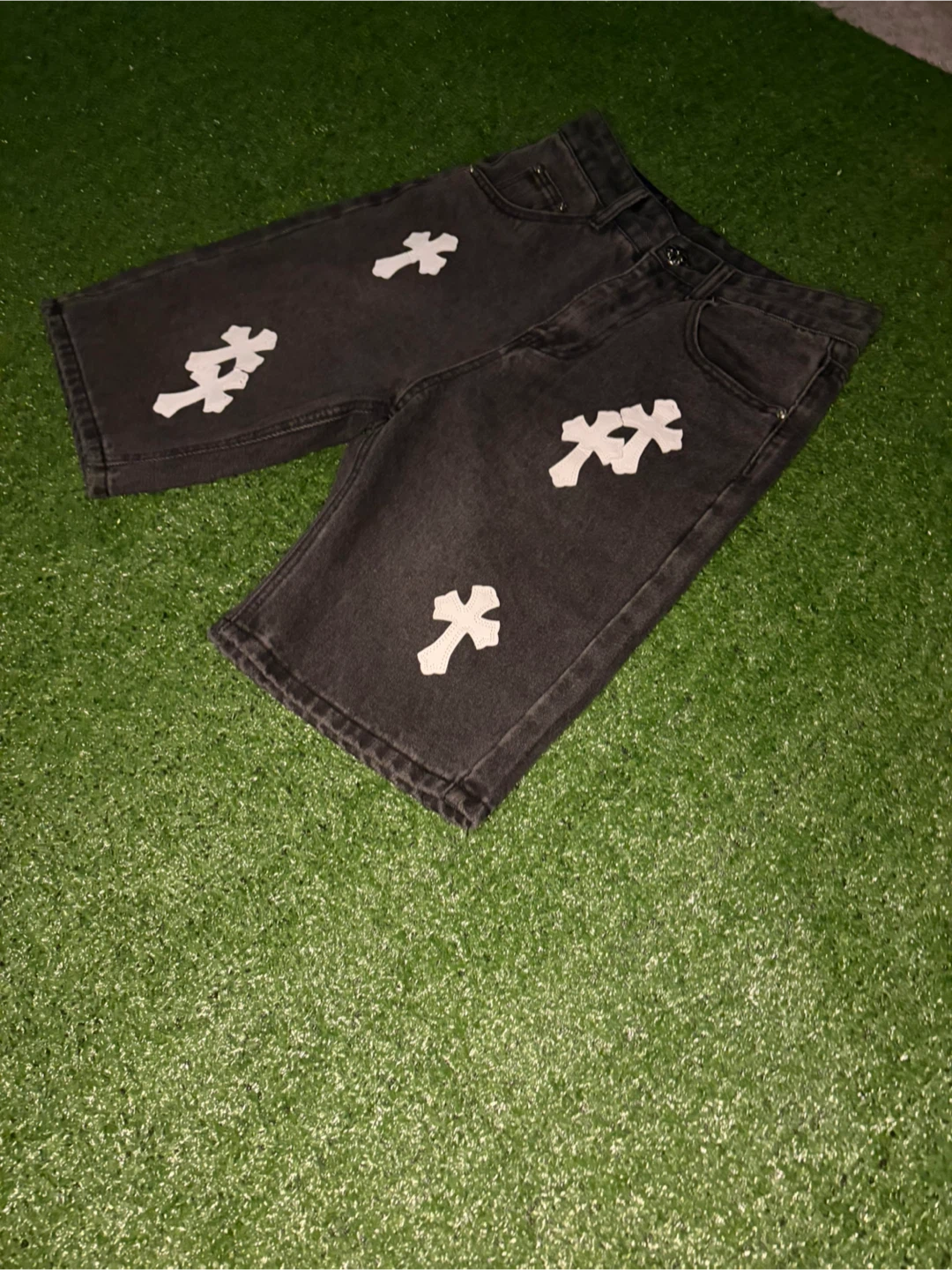 Chrome Hearts Cross Patch Denim Shorts - photo 2