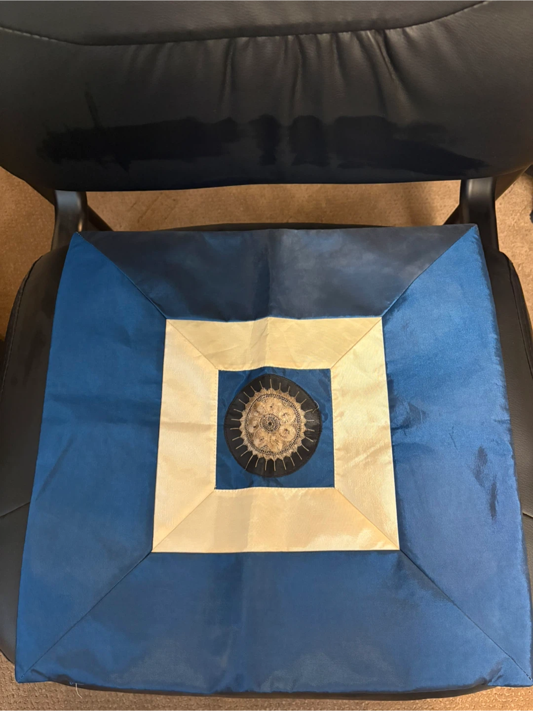 From Japan: Blue and Cream Square Decorative Cushion Cover