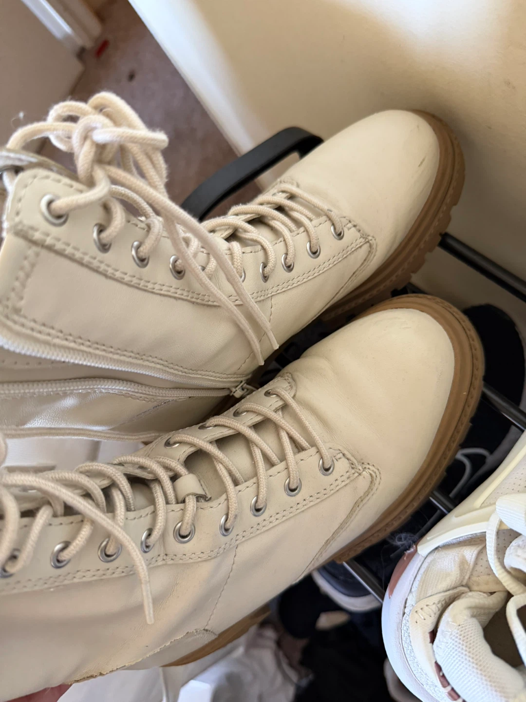 Aldo cream combat boots