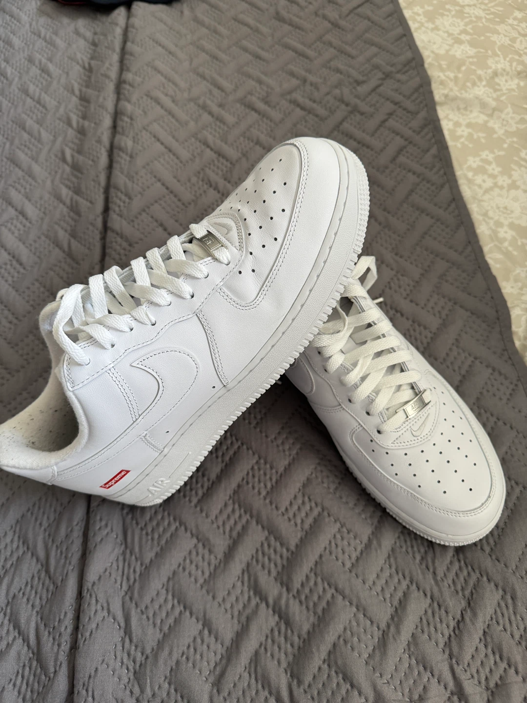 Nike Air Force 1 Supreme White Sneakers - photo 3