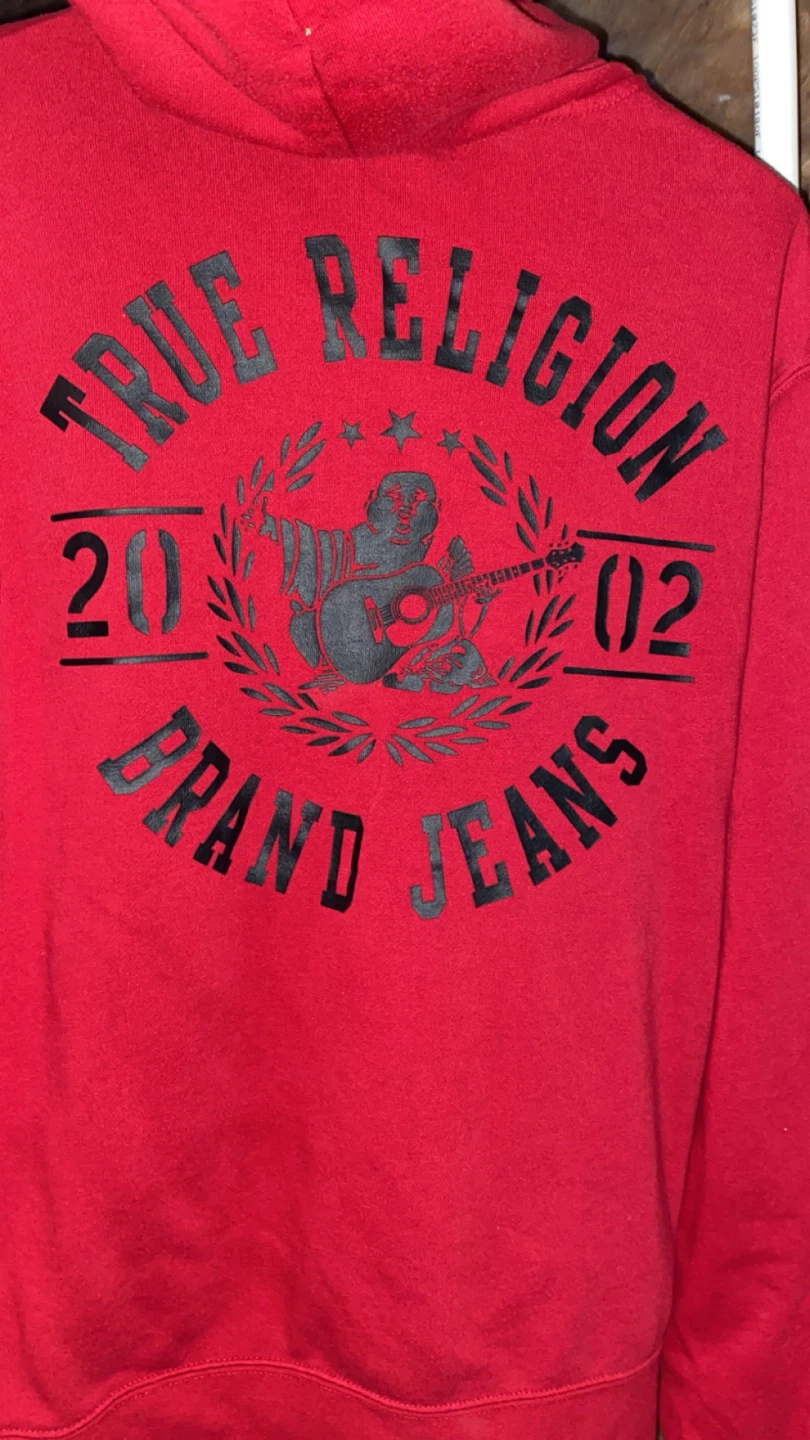 Red True Religion Zip Up Hoodie