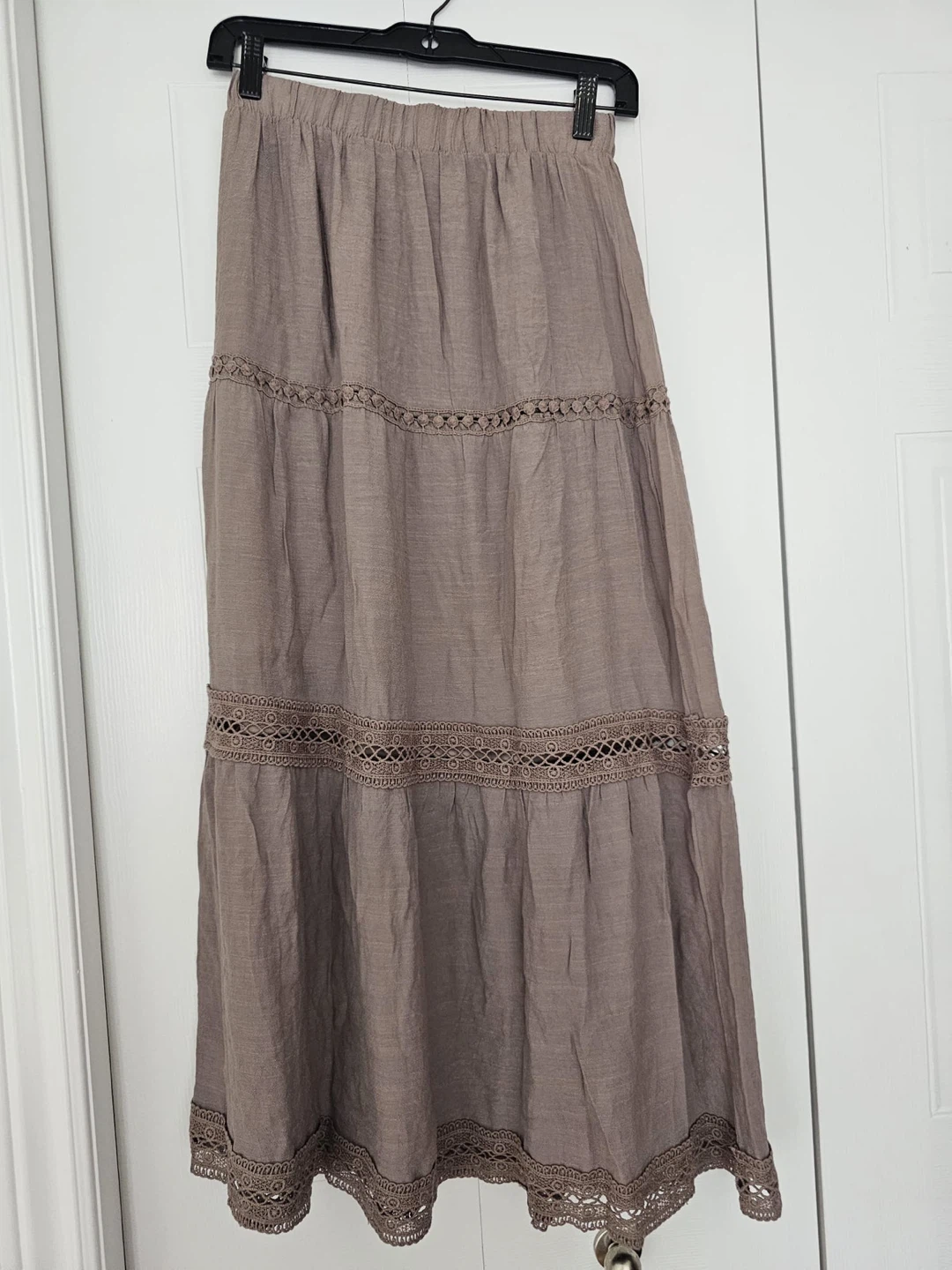 Brown Tiered Maxi Skirt