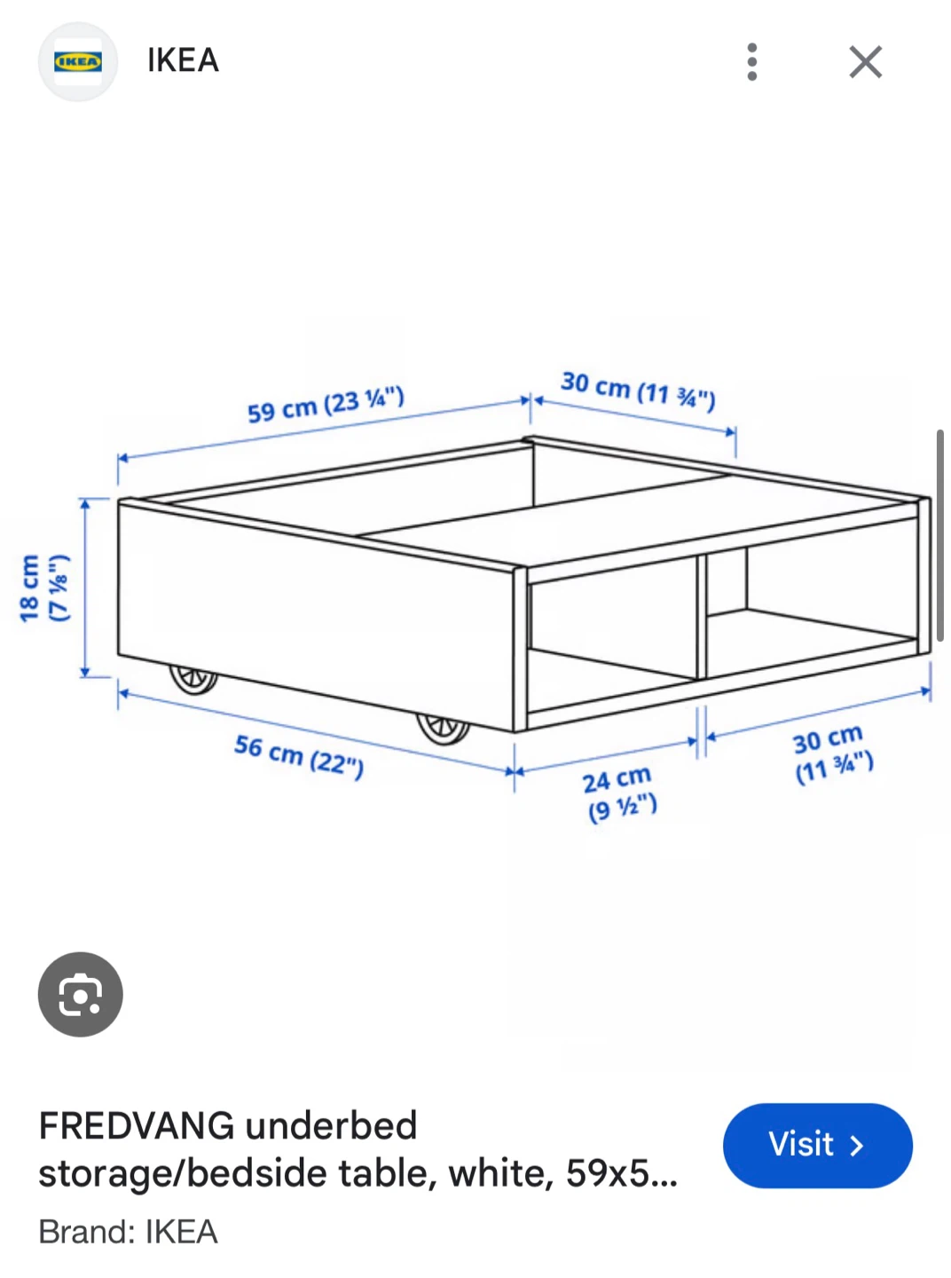 Set of 3 White Under Bed Storage Box with Wheels Ikea - photo 3