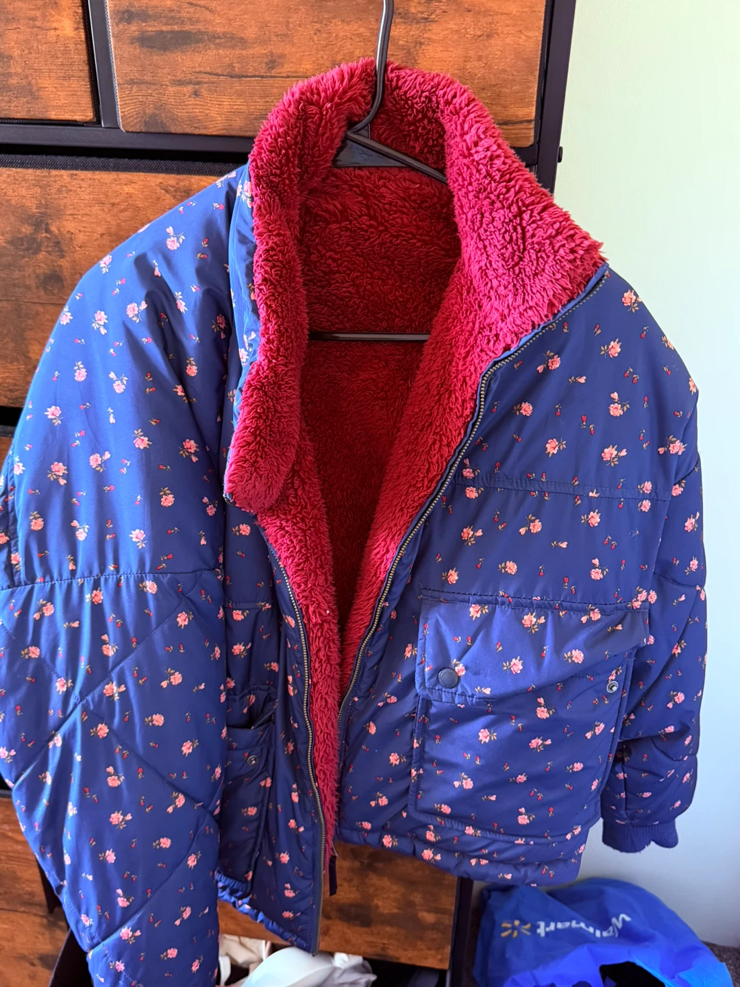 American Eagle Reversible Floral and Sherpa Jacket
