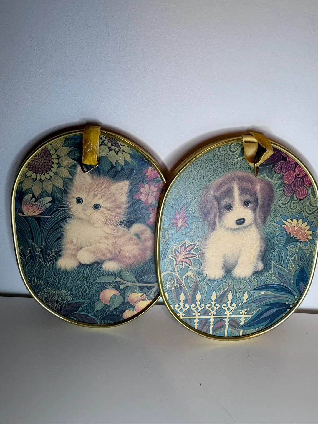 K. Chin vintage animal wall art set of 2