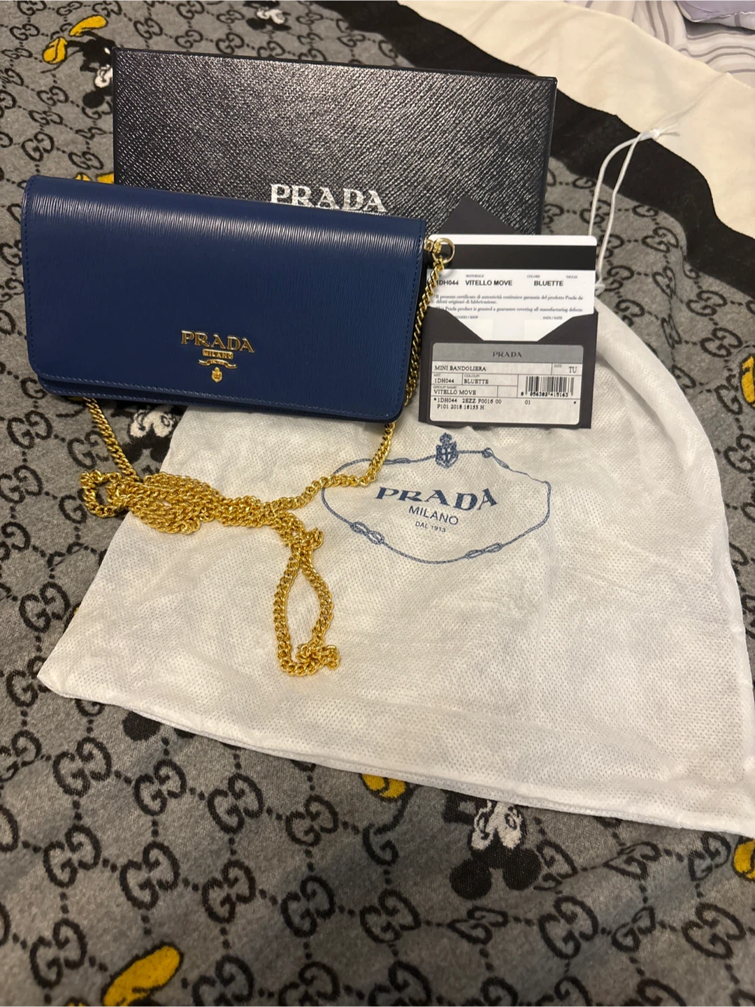 Prada Bluette Vitello Move Mini Bandoliera Bag