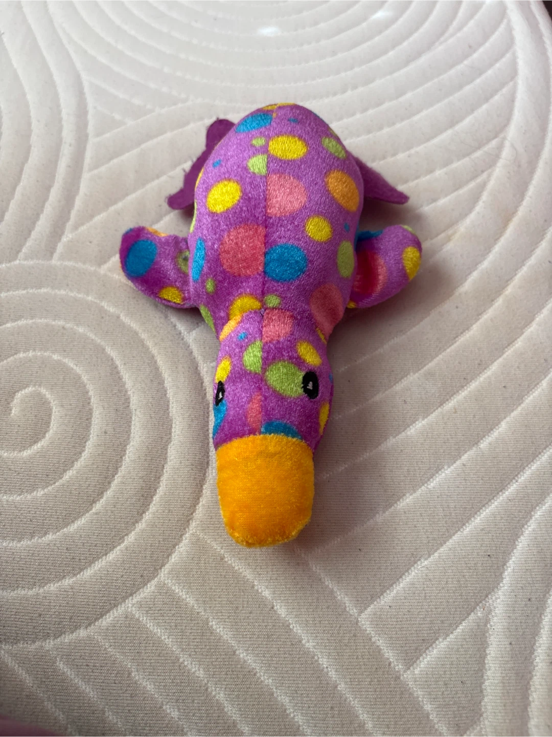 Purple polka dot stuffed animal