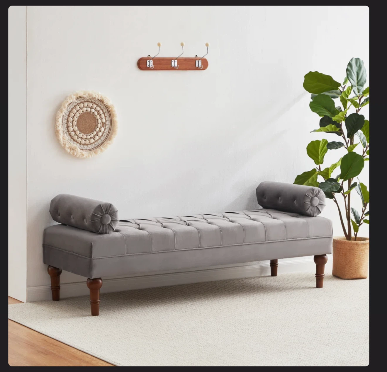 Willa Arlo Velvet Tufted Bench – 60” – Excellent Condition - photo 2