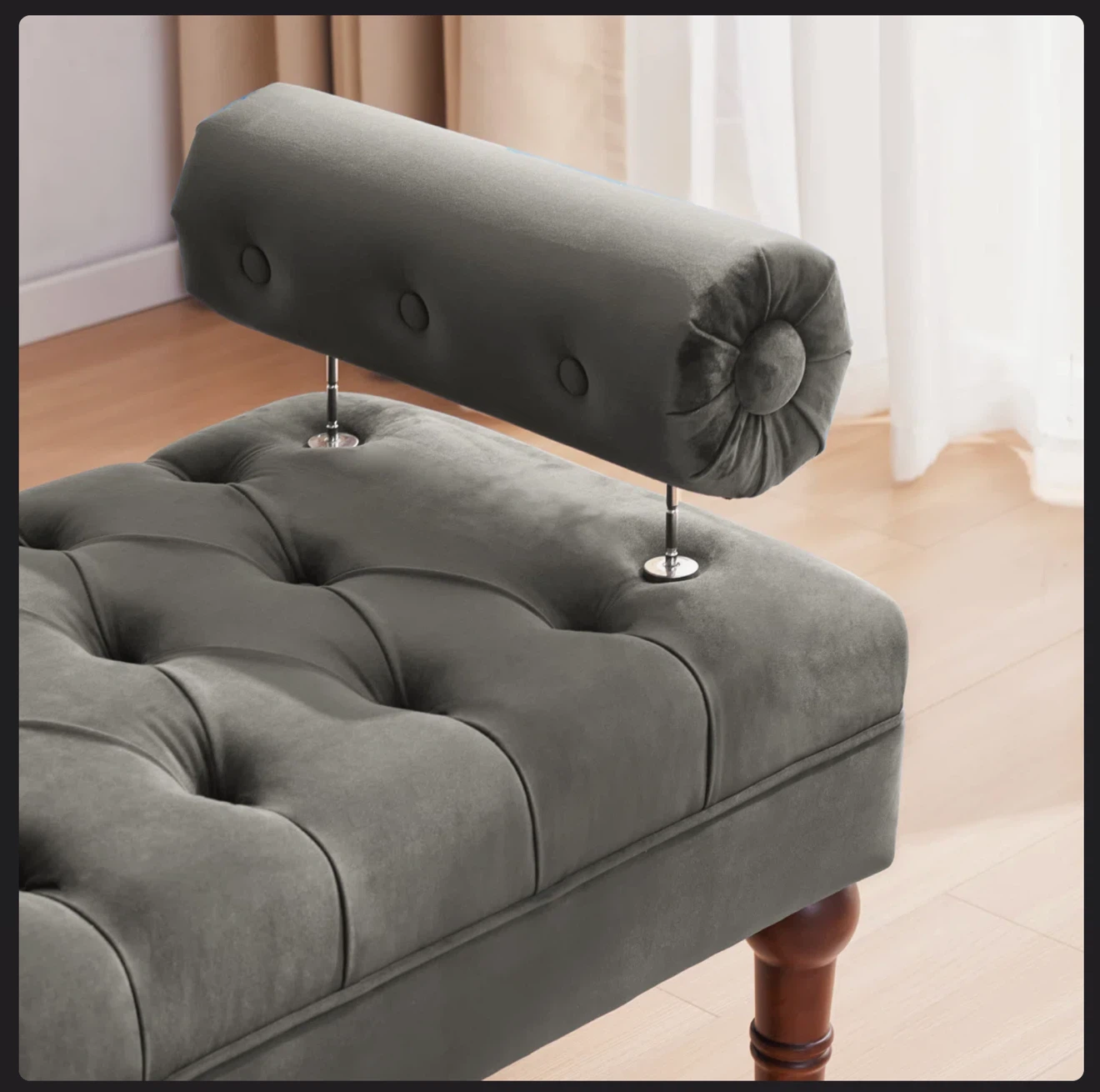 Willa Arlo Velvet Tufted Bench – 60” – Excellent Condition - photo 3