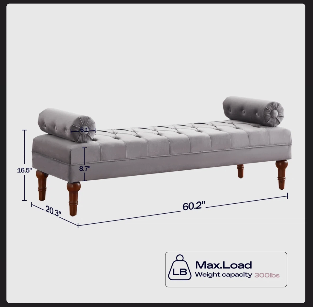 Willa Arlo Velvet Tufted Bench – 60” – Excellent Condition - photo 4