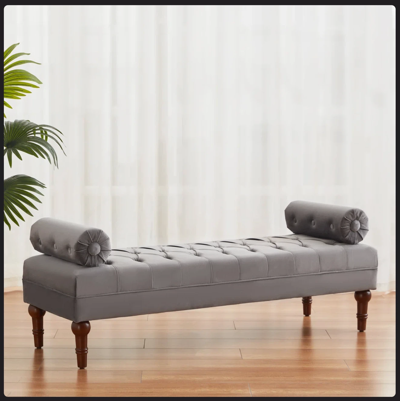 Willa Arlo Velvet Tufted Bench – 60” – Excellent Condition - photo 5