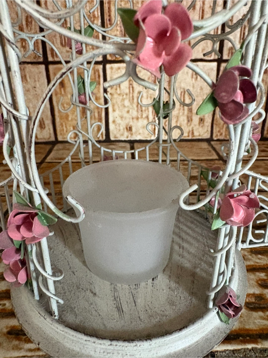 Candle Holder with Pink Flowers - photo 3