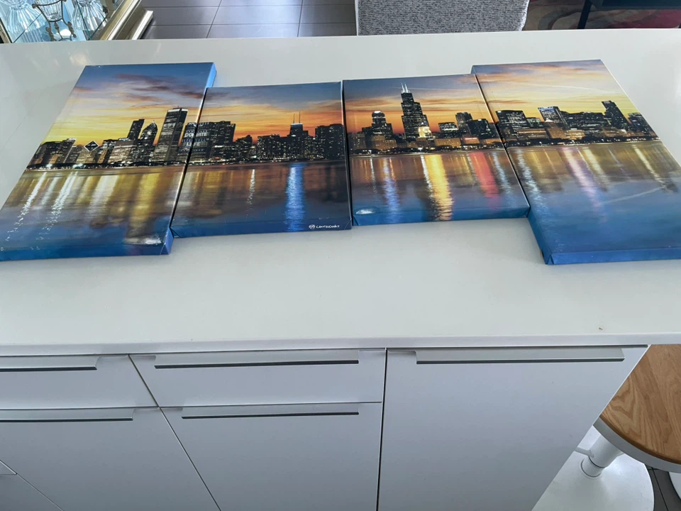 Chicago Skyline Canvas Wall Art 4-Piece Set