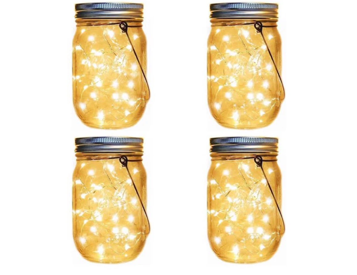 Solar Lanterns Mason Jar Hanging Lights,4 Pack