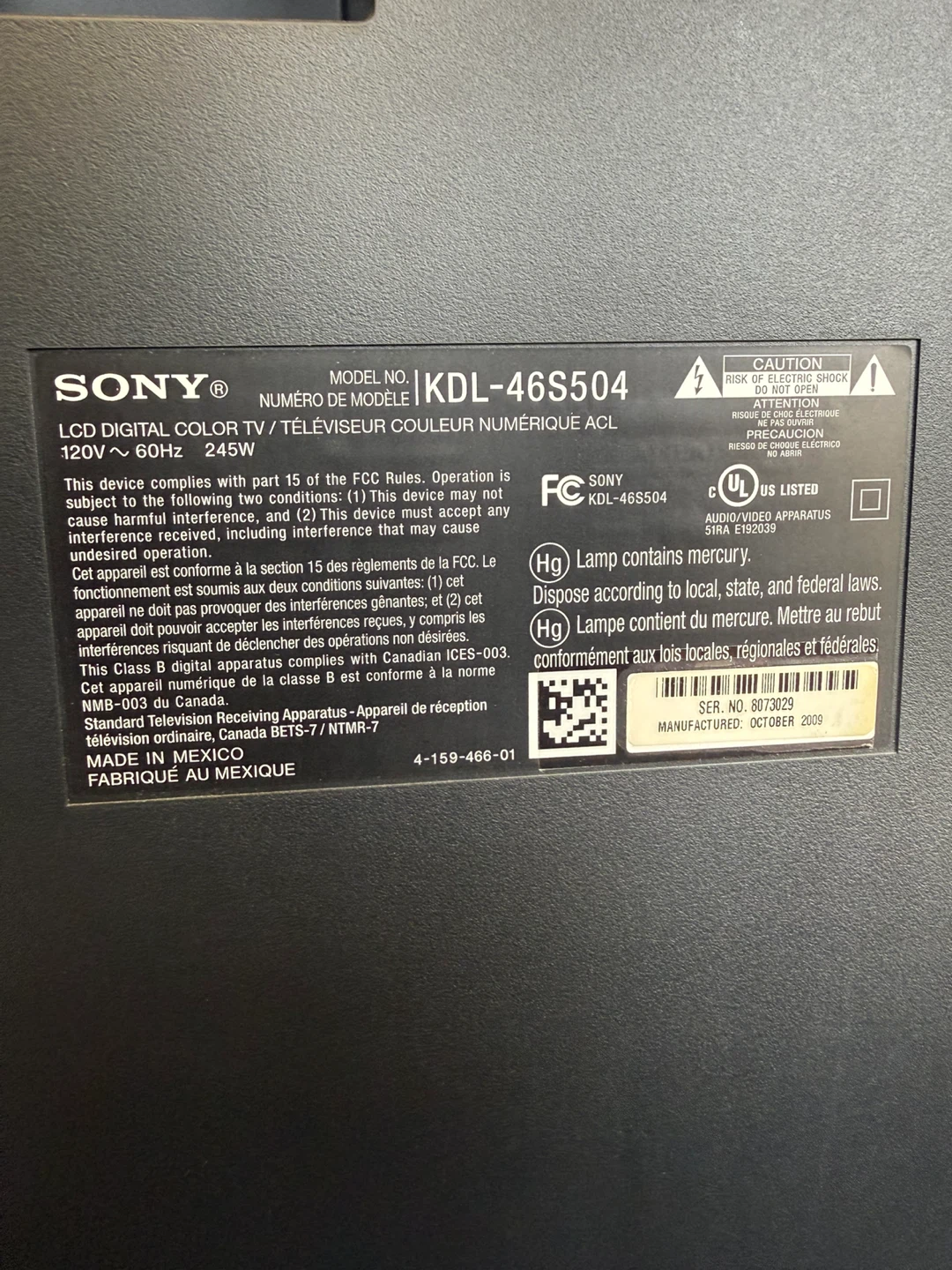 SONY BRAVIA 46-INCH LCD HDTV – FULLY WORKING - photo 3