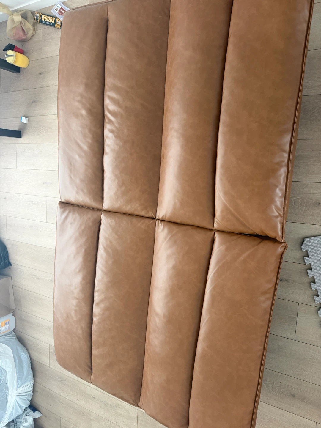 Brown faux leather futon sofa - photo 3