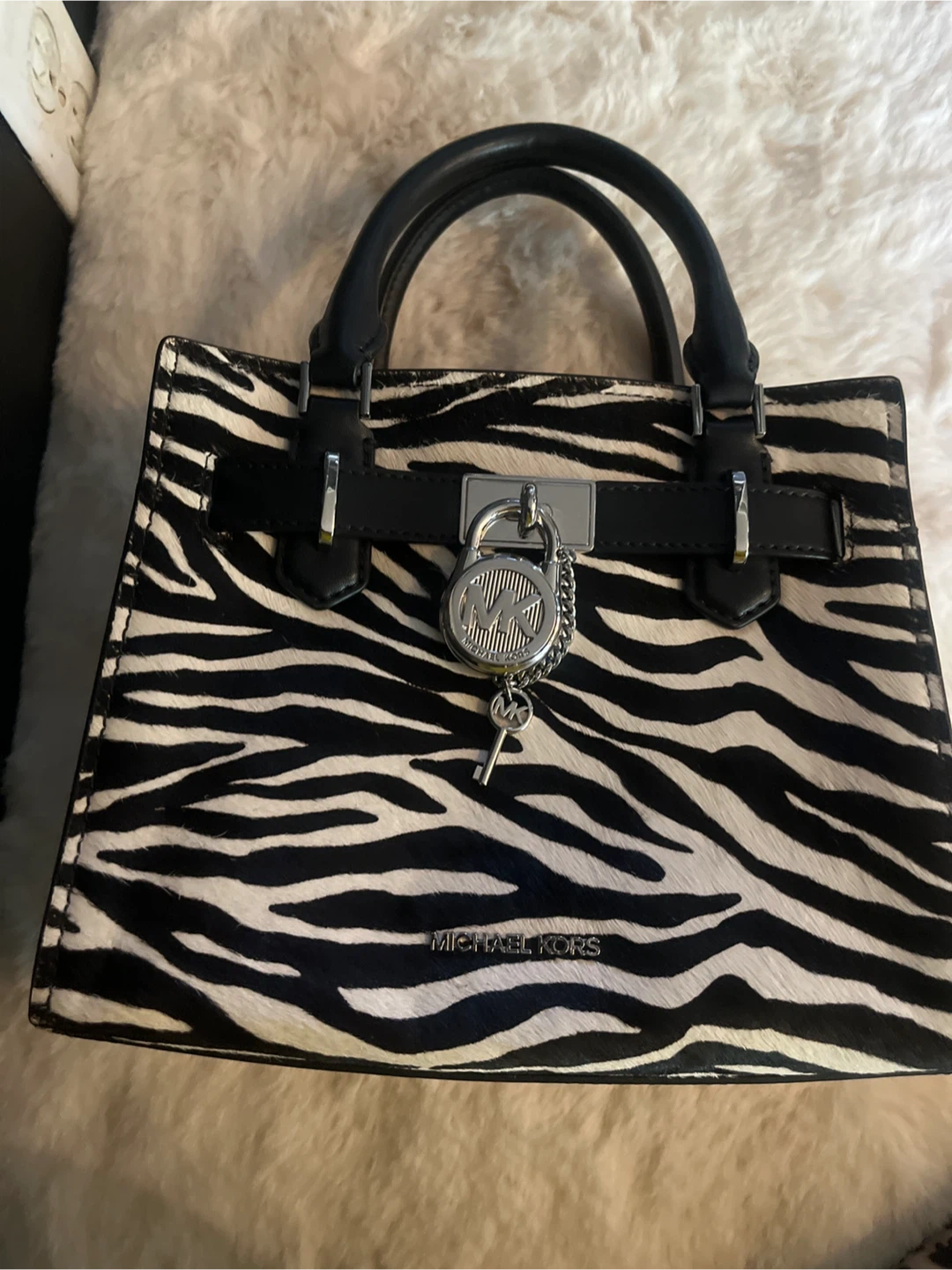 Michael Kors Zebra Print Hamilton Satchel