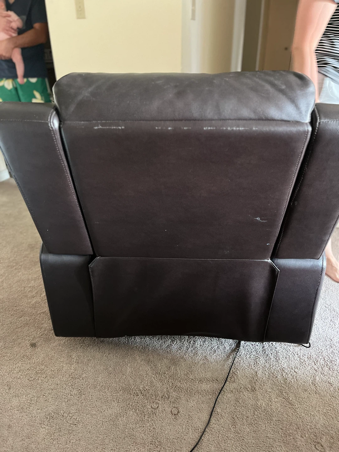 Dark Brown Faux Leather Recliner with Cup Holders - photo 3