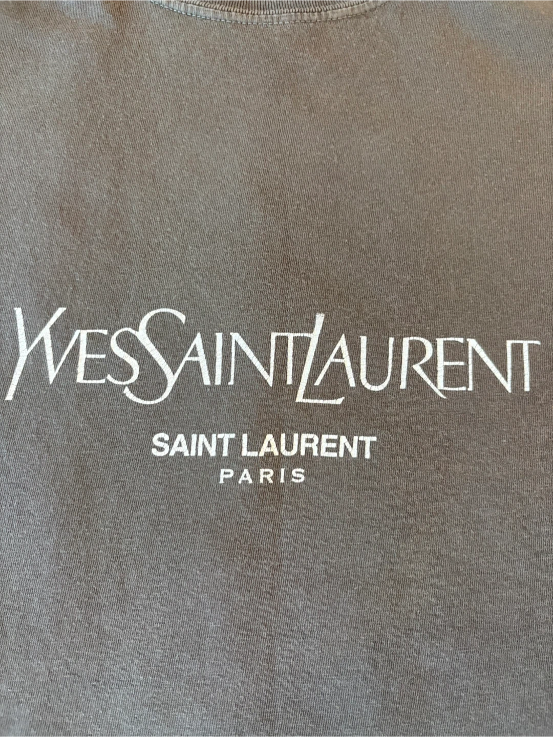 VINTAGE Saint Laurent Paris logo t-shirt in taupe brown - photo 3