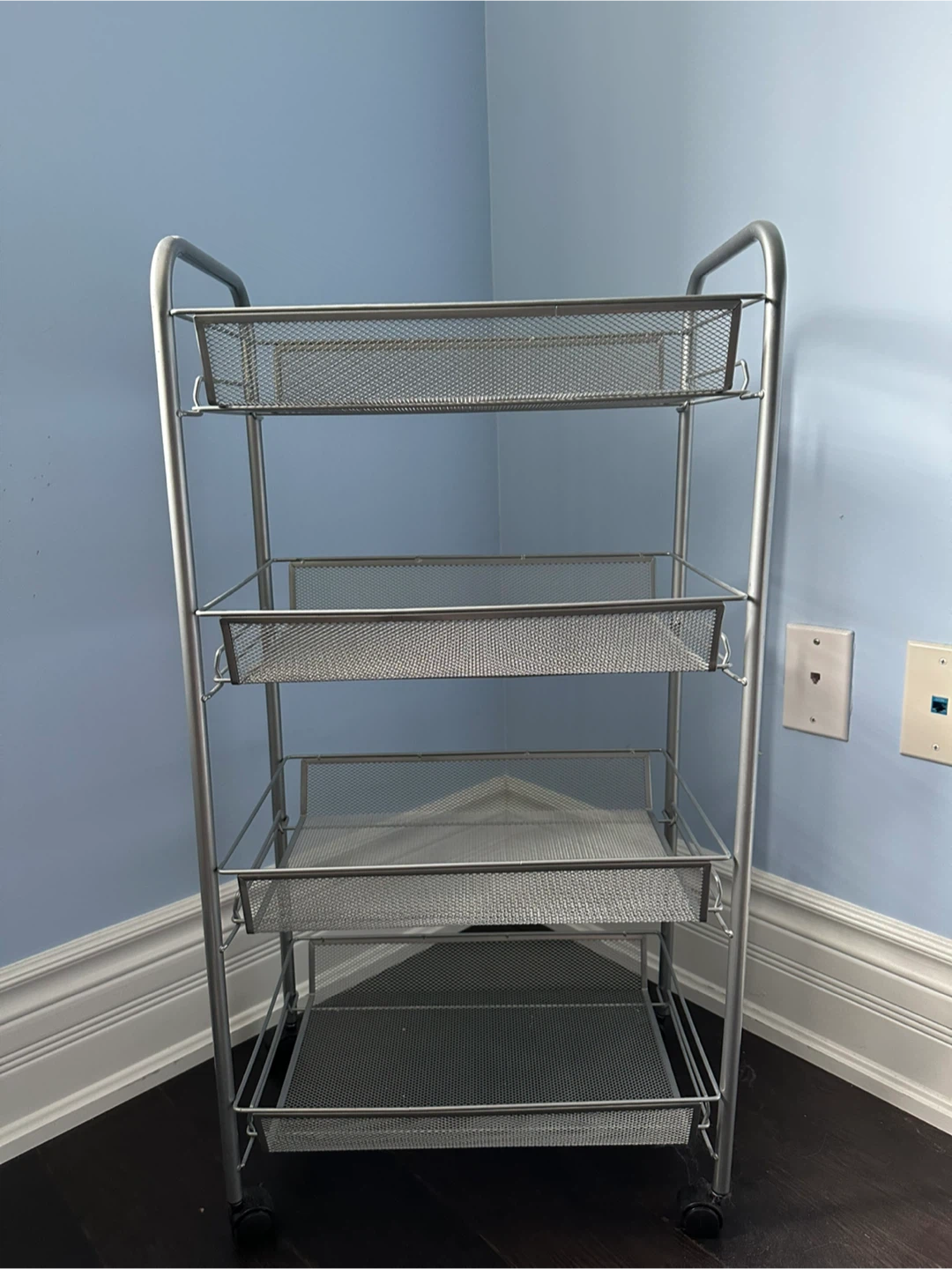 Silver 4-Tier Mesh Organized Cart