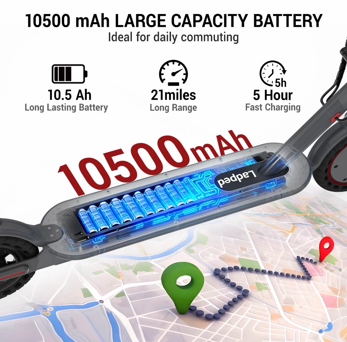 Laoped 350W Electric Scooter with 8.5-inch Tires - photo 3
