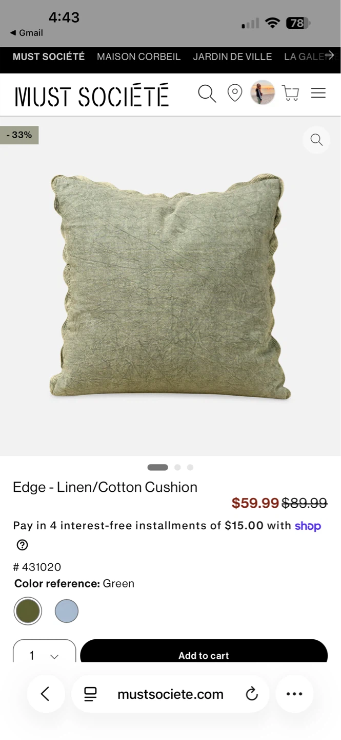 Green Linen & Cotton Throw Pillows x2 - photo 5