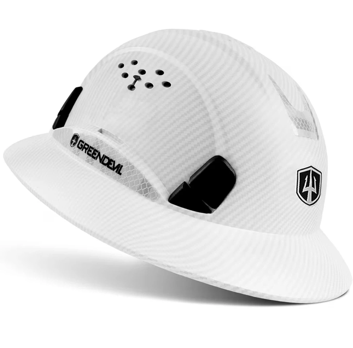 GreenDevil White Full Brim Hard Hat