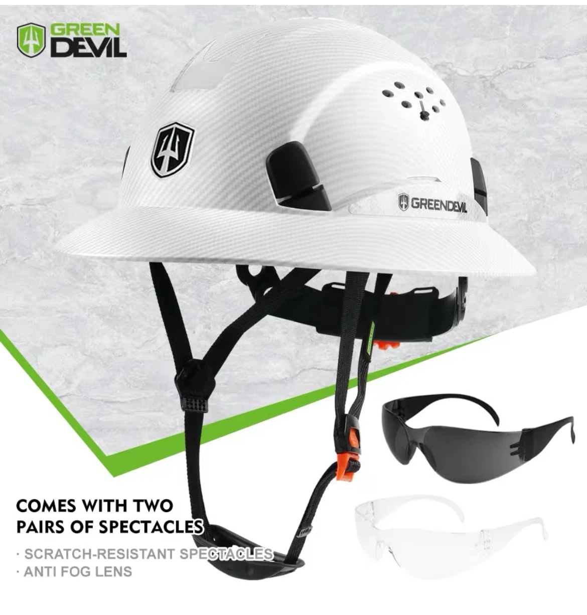 GreenDevil White Full Brim Hard Hat - photo 2
