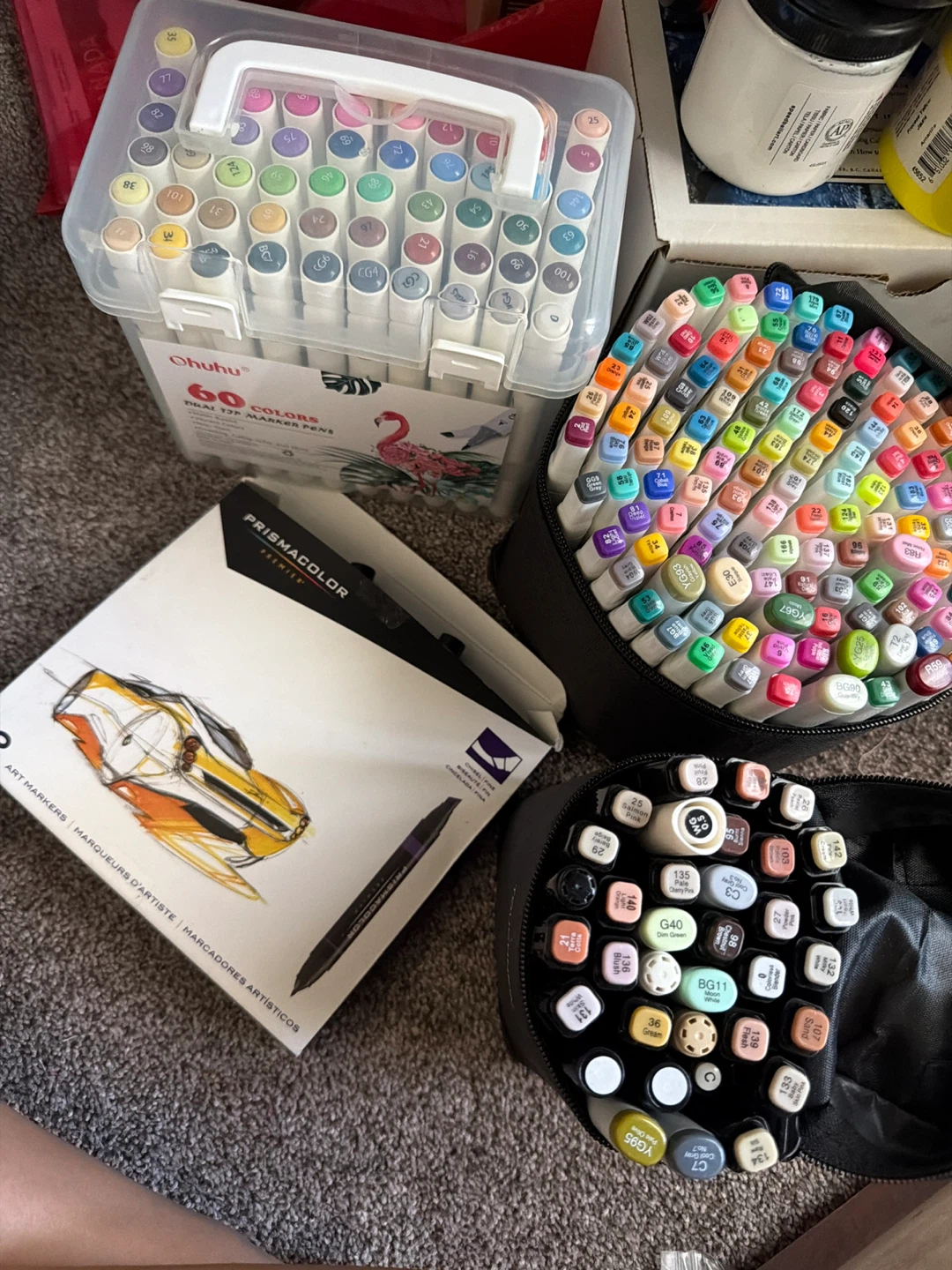 Ohuhu 60 Dual Tip Marker Pens and Prismacolor Art Markers
