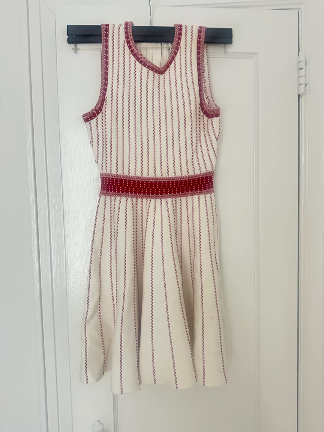 Milly White Sleeveless Dress with Red Stripes - photo 3