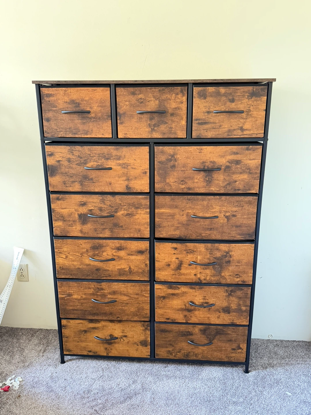 Rustic 13 drawer fabric dresser with metal frame - photo 2