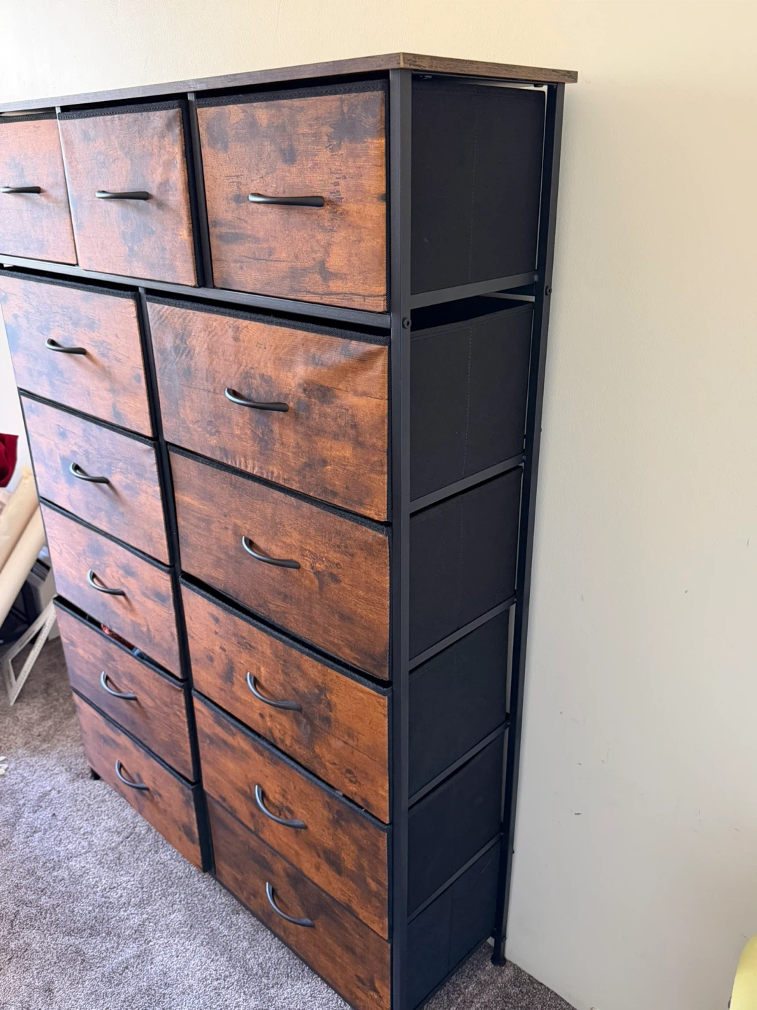 Rustic 13 drawer fabric dresser with metal frame - photo 4